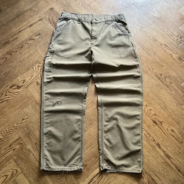 [36]칼하트 USA 빈티지 데미지드 라이트브라운 싱글니 카펜터 워크팬츠