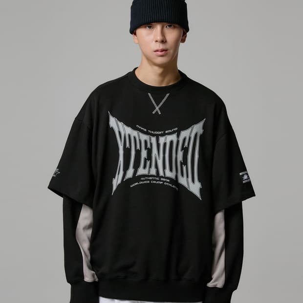 크럼프 엑스텐디드 레이어드 맨투맨 블랙 L