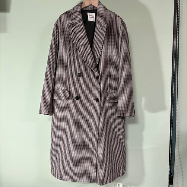 우먼FREE 스튜디오톰보이 체크 롱 더블코트