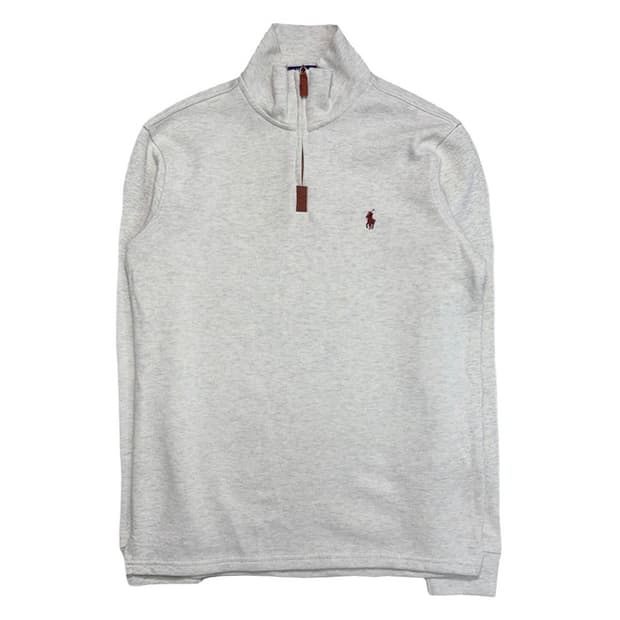 POLO RALPH LAUREN 립 코튼 하프집업 니트 오트밀 M