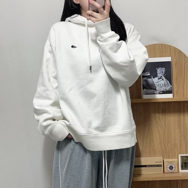 [정품] 노스페이스 화이트 미니로고 기모 후드티 [ S ]