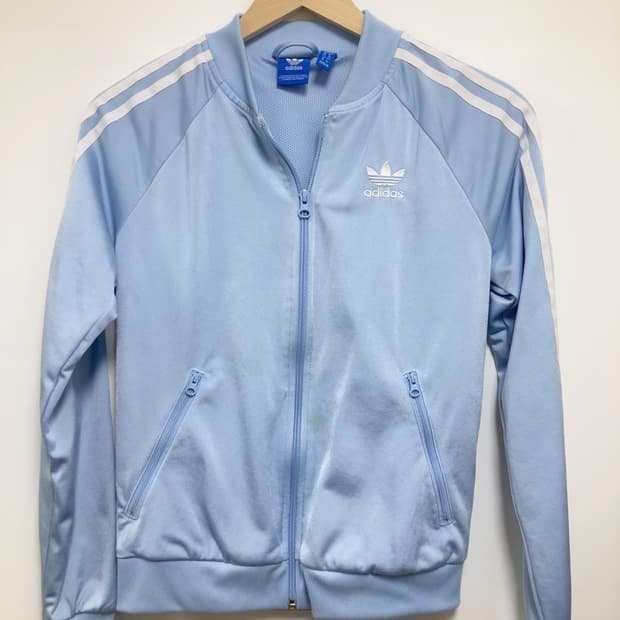 아디다스 스카이 블루 져지 백로고 자켓 트랙탑 집업
