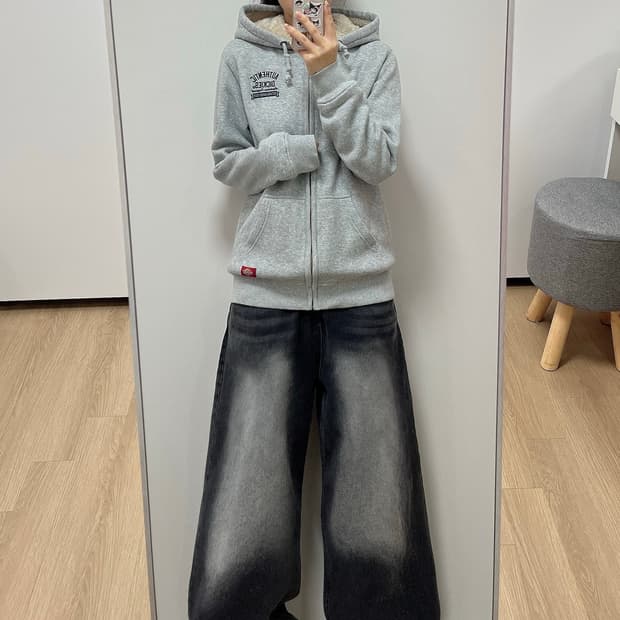 디키즈 보아털 안감 그레이 후드집업