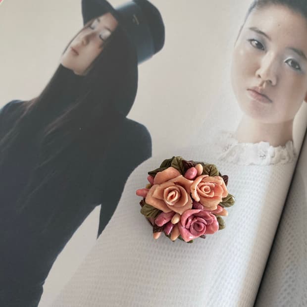 빈티지 로즈 플라워 브로치 일본 수입 주얼리 