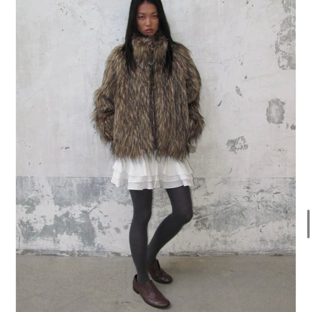 파르티멘토 우먼 퍼자켓 HIGH NECK FUR ZIP-UP JACKET