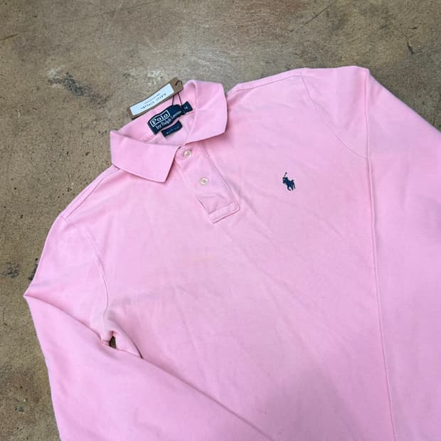 폴로 랄프로렌 핑크 카라 긴팔티셔츠 