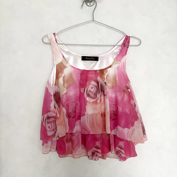 rose tiered chiffon top