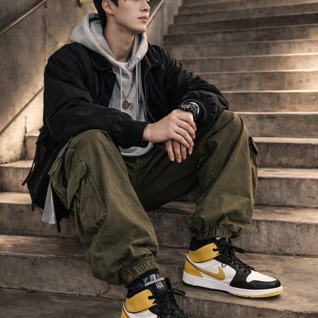 🟡 Nike Air Jordan 1 Mid ‘Taxi’ (블랙/오프화이