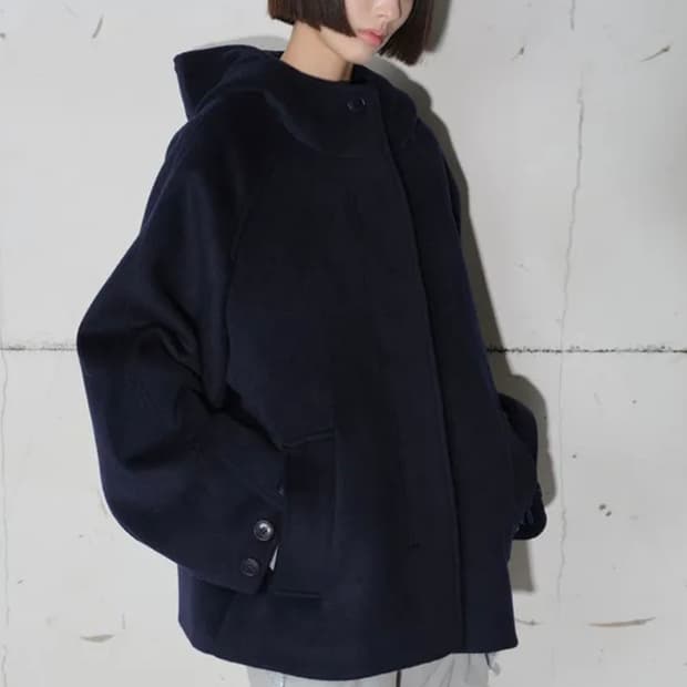 타입서비스) hooded half coat [navy]