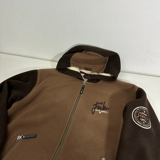 95 FUBU 푸부 브라운 후리스 후드집업