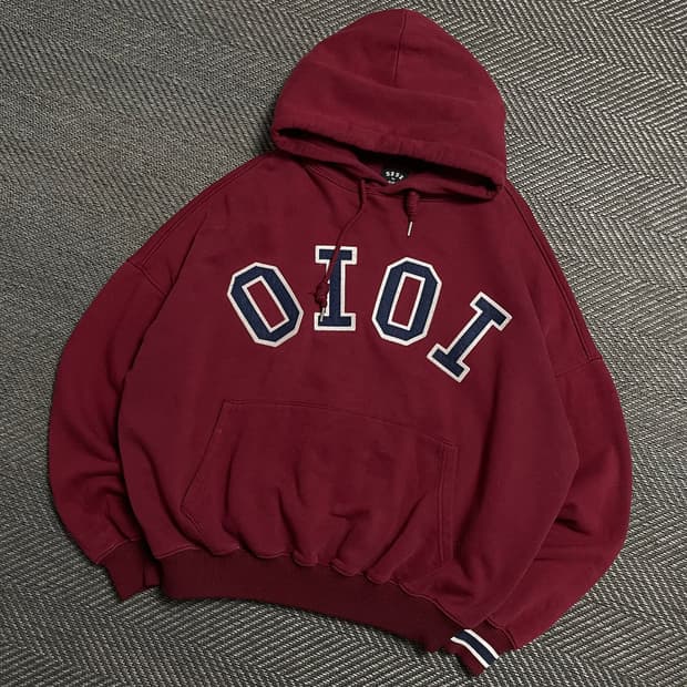 OIOI 빅로고 박시핏 후드 티셔츠 레드y 5260