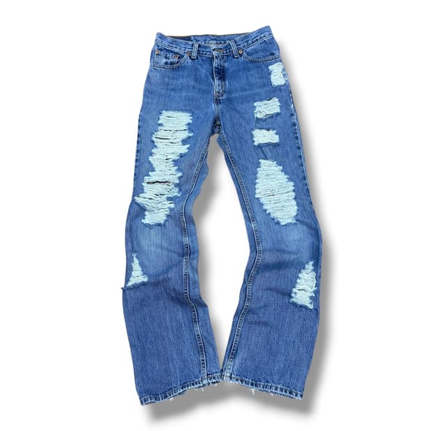 리바이스 517 90‘s 데미지 패치 세미부츠컷 데님팬츠