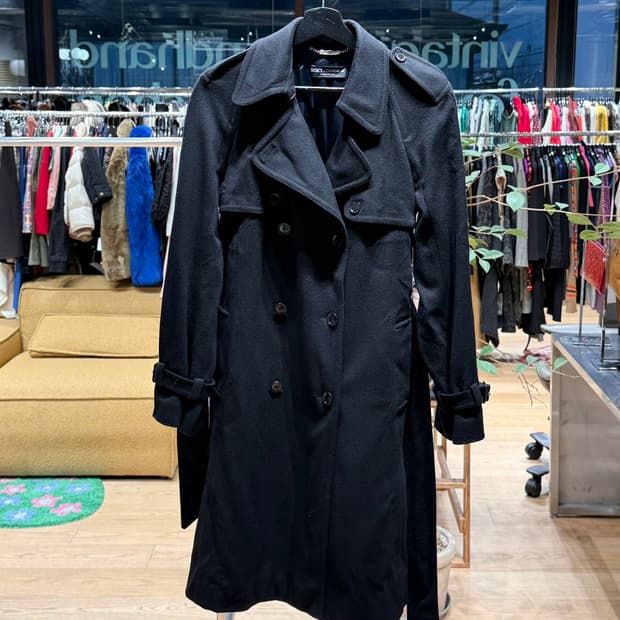 돌체앤가바나 블랙 캐시미어 혼방 트렌치코트