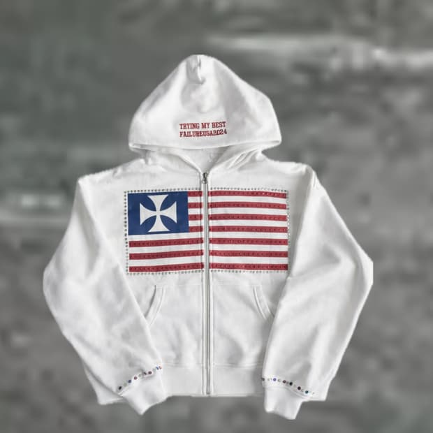 성조기 큐빅 후드집업 