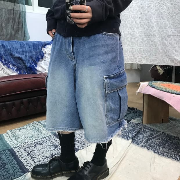 빈티지 카고 데님 반바지 