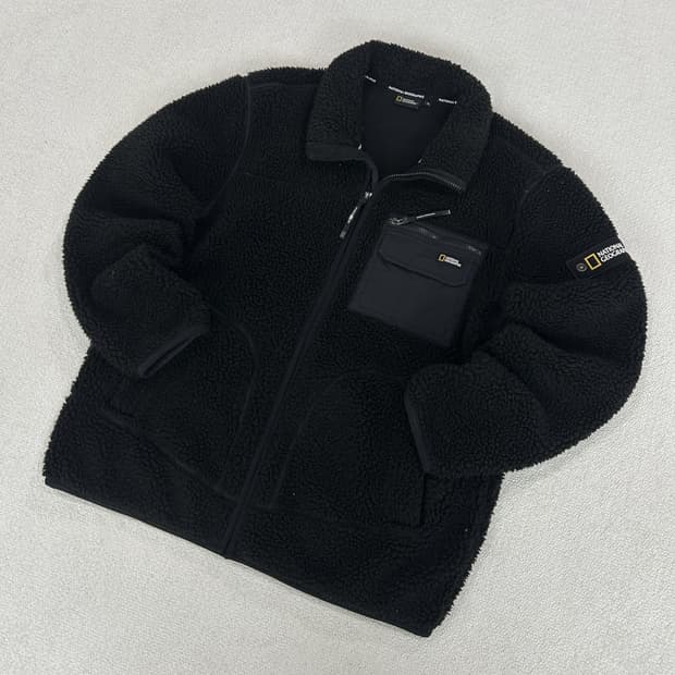 내셔널지오그래픽 검정 플리스 자켓 XL