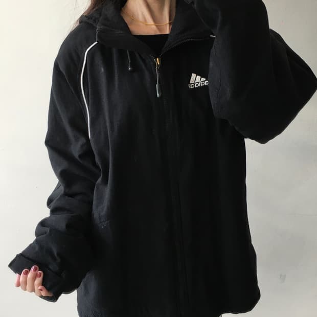 아디다스 배색라인 후드자켓
