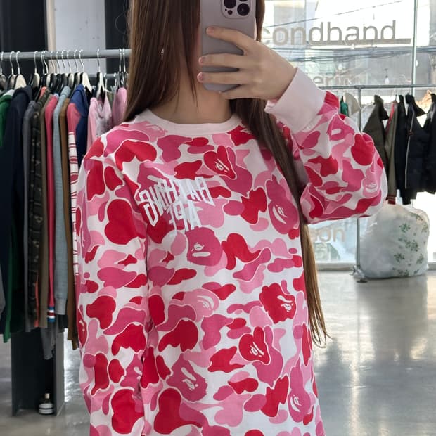 베이프 ABC카모 롱슬리브 핑크베이프 ABC카모 롱슬리브 핑크