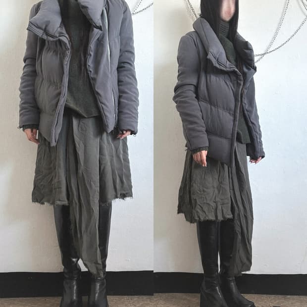 발망 JPN asymmetric 사선지퍼 하이넥 패딩