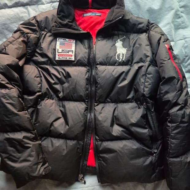 폴로 빅포니 성조기패딩 블랙