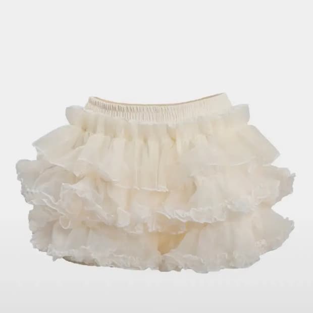 러프넥 프릴 스커트 아이보리 