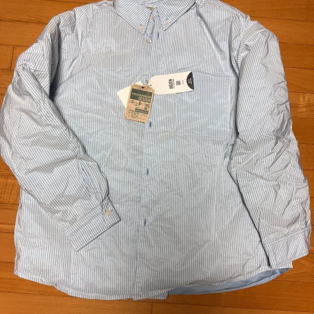 STU 스트라이프 패딩 다운 셔츠