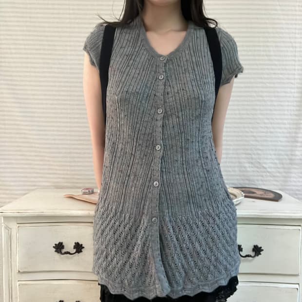 jpn vintage 차콜 레이스 니트 y2k 스트릿 갸루 펑키