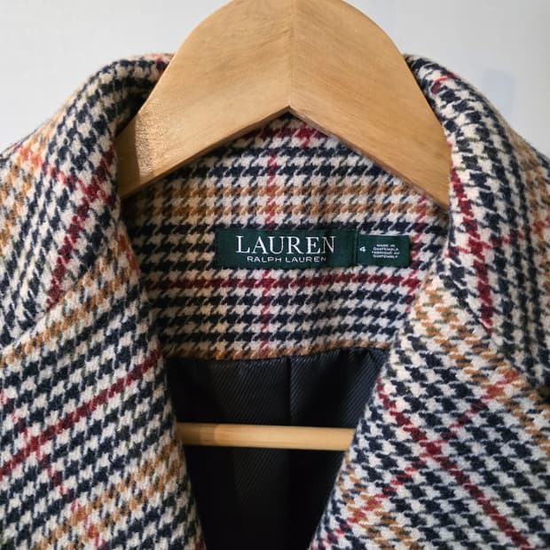 로렌 랄프로렌 하운드투스 체크 코트