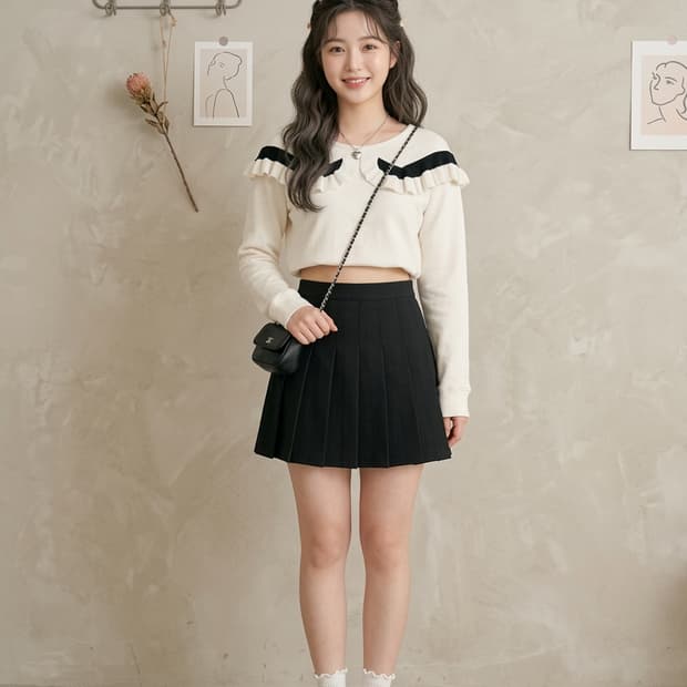 럭키슈에뜨 유니크 프릴 맨투맨 티셔츠