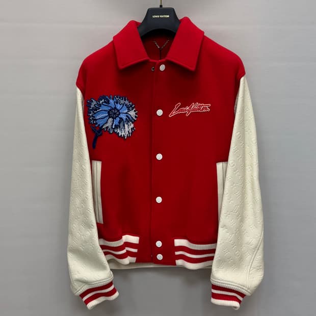 루이비통 x 야요이 쿠사마 싸이키델릭 플라워 자수 바시티 블루종 자켓