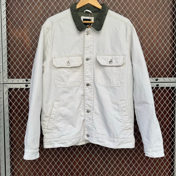 zara 자라 코듀로이 골덴 카라 화이트 데님 워크자켓 M