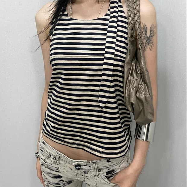 Halter Neck Striped Top