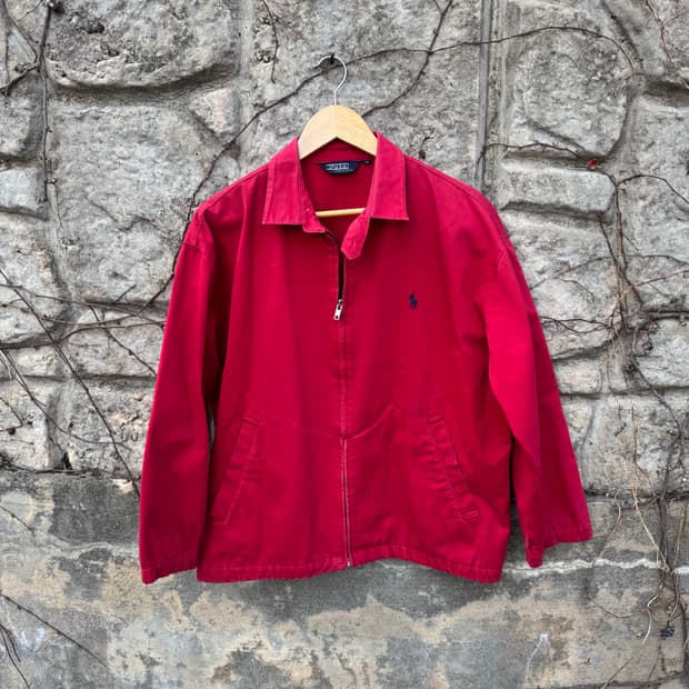 90s 폴로 랄프로렌 신한 스윙톱 블루종 자켓 레드 m