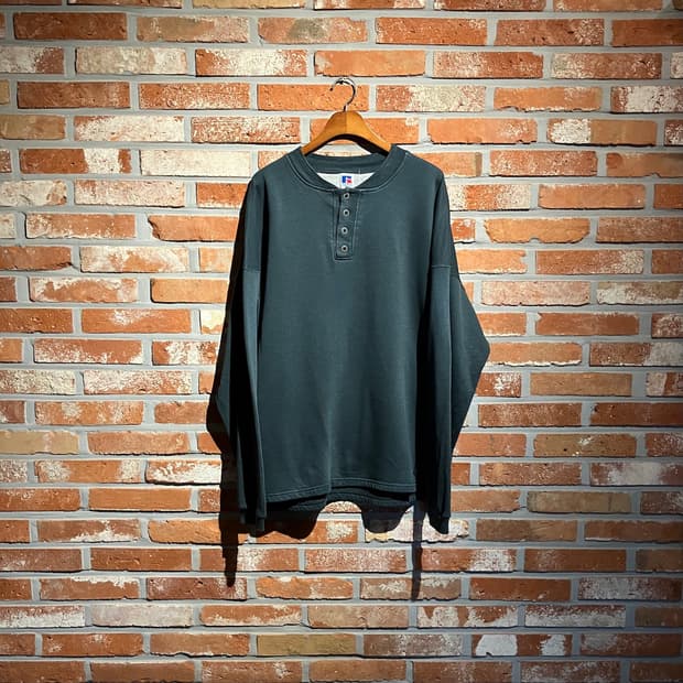 90s USA 빈티지 러셀 헨리넥 스웻 셔츠 맨투맨