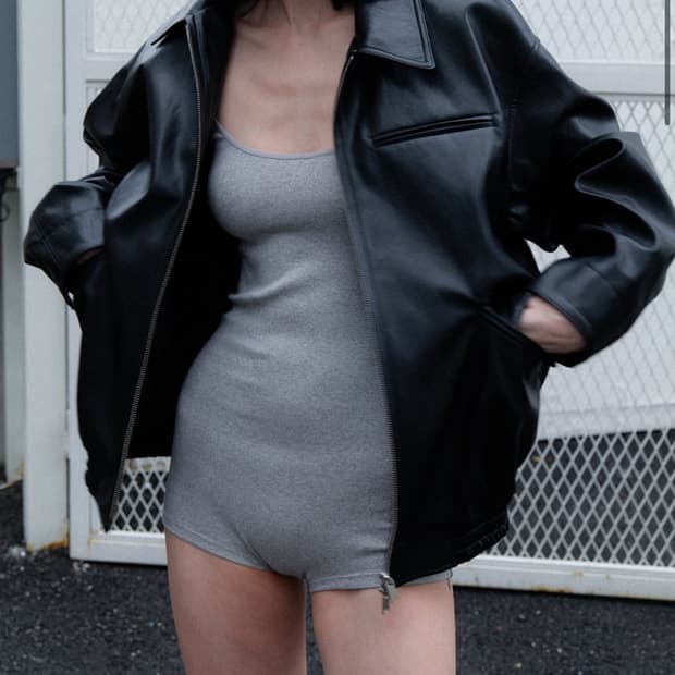 108POUND 해리 오버핏 가죽 블루종 블랙