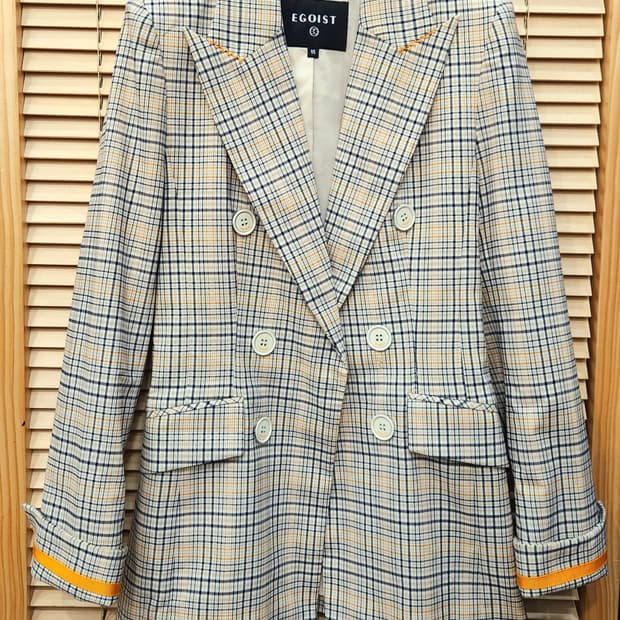 (새상품)에고이스트 체크더블자켓55