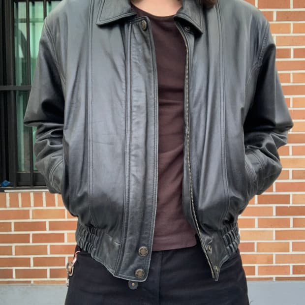 (실측L) 쉽스킨 레더 자켓