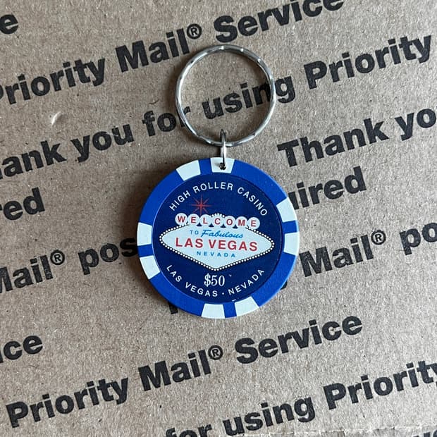 90s Vintage Las Vegas Chip Keyring
