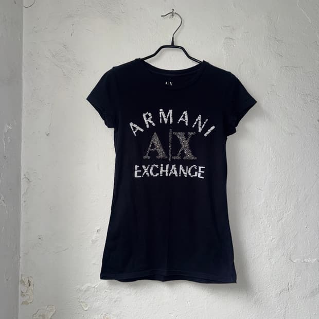 [S]armani exchange 아르마니 익스체인지 블랙 스팽글 반팔티