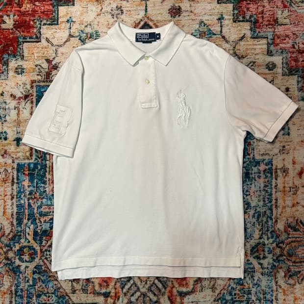 [L] 폴로 랄프로렌 화이트 빅포니 카라 반팔