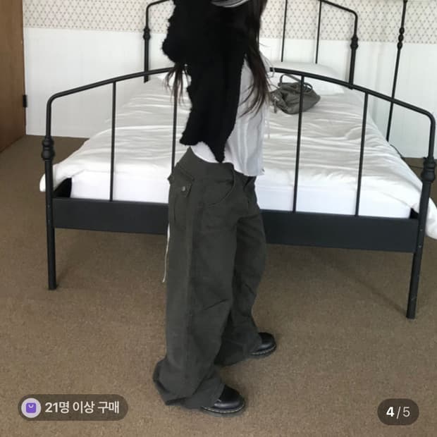 헤비브 카고팬츠 REW 피그먼트 와이드 팬츠 m