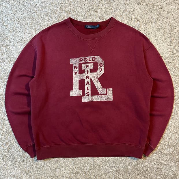 폴로 랄프로렌 신형 QR RL 로고 맨투맨 버건디