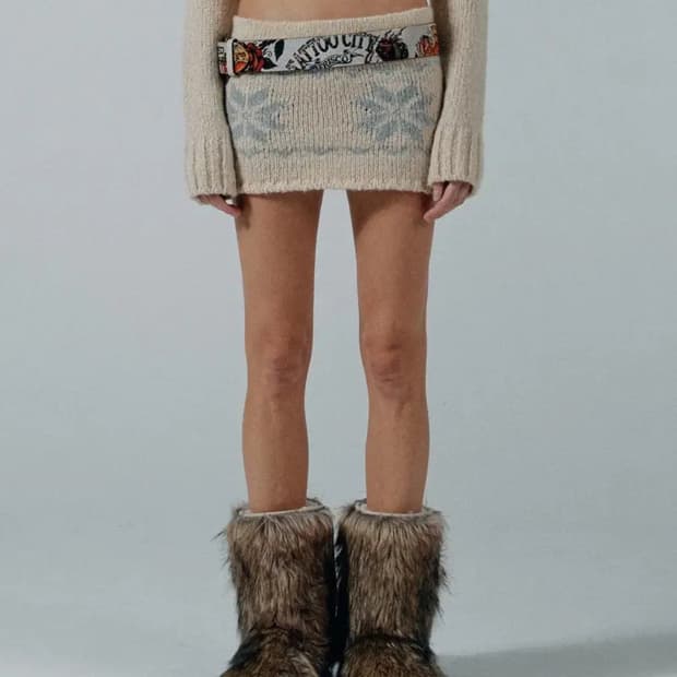 스컬프터 Nordic Knit Micro Skirt Ivory (M)