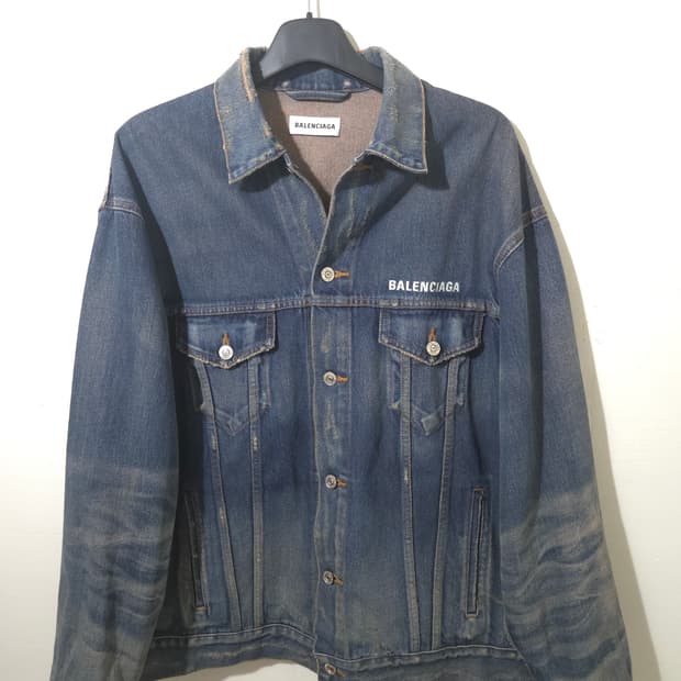 발렌시아가 백로고 데님 청자켈 34Size