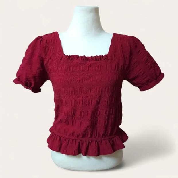 레드 반팔 크롭티