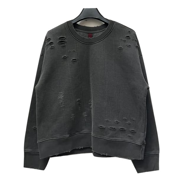 어텐션로우 디스트로이드 워싱 피그먼트 맨투맨 0사이즈