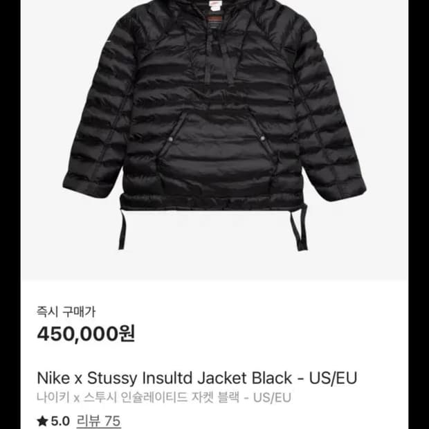 나이키 스투시 인슐레이티드 패딩 아노락