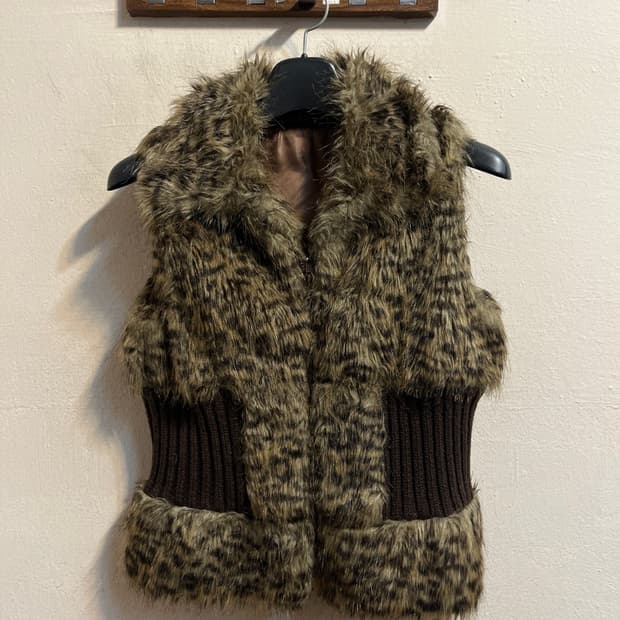 유즈드 레오파드 퍼 베스트