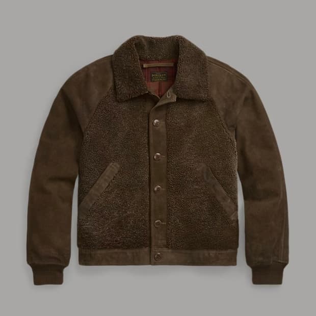 RRL 시얼링 패널 러프아웃 스웨이드 재킷