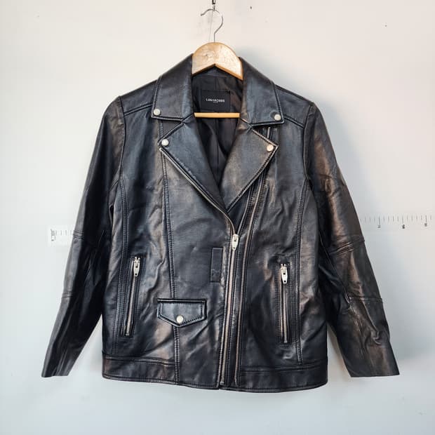 루나코어스 블랙 가죽 라이더 자켓